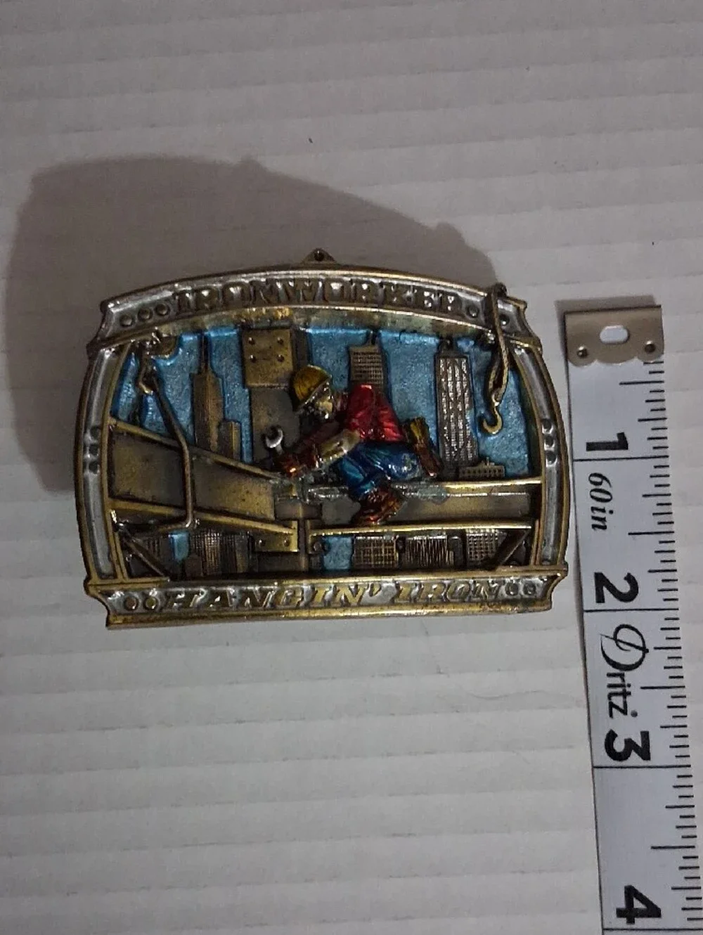 Vintage 1986 The Great American Buckle Co Ironworker Belt Buckle Made In USA